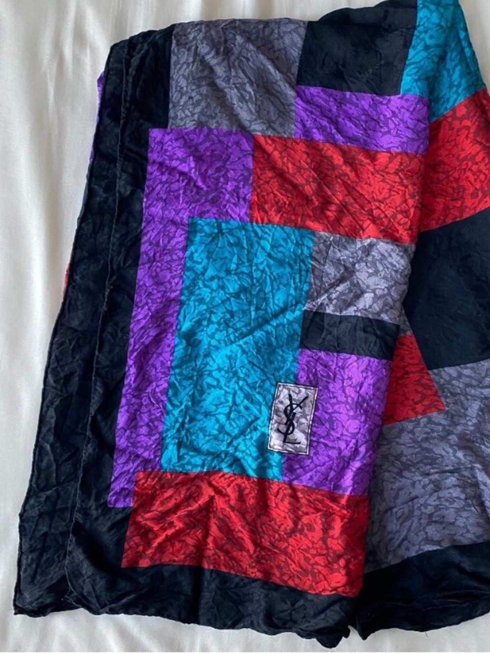 YSL Colorblock Silk Scarf - Picture 3 of 3